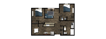 a bedroom with a bed and a chair in a room