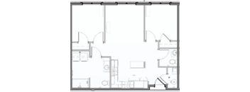 a schematic of the floor plan of a kitchen and living room