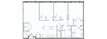 the floor plan of a house with a kitchen and a living room