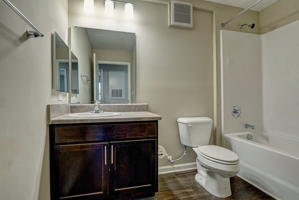 a bathroom with a sink toilet and a mirror