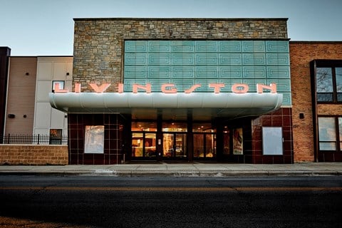 the facade of a building with the sign on the front