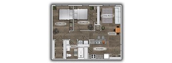 a floor plan of a room with a bedroom and a bathroom