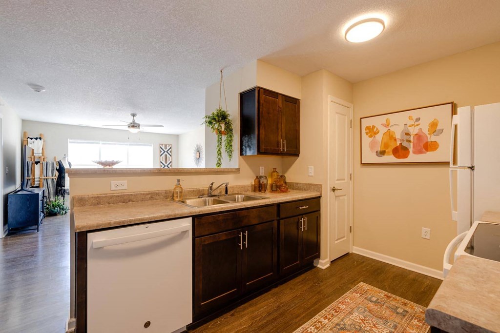 a kitchen with a sink and a dishwasher