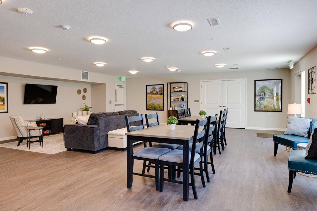 our apartments have a lounge and dining area with a fireplace