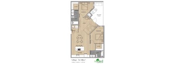 2 Bed Floorplan at The Yard Apartments, Louisville, 40202