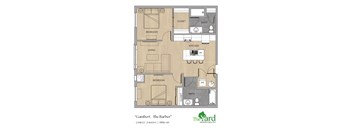 2 Bed 2 Bath Floorplan at The Yard Apartments, Kentucky, 40202