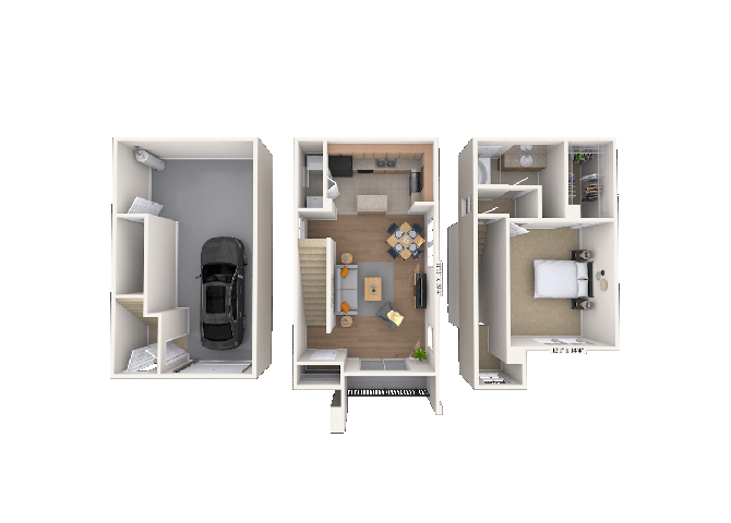 Townhome 1x1 837 SF