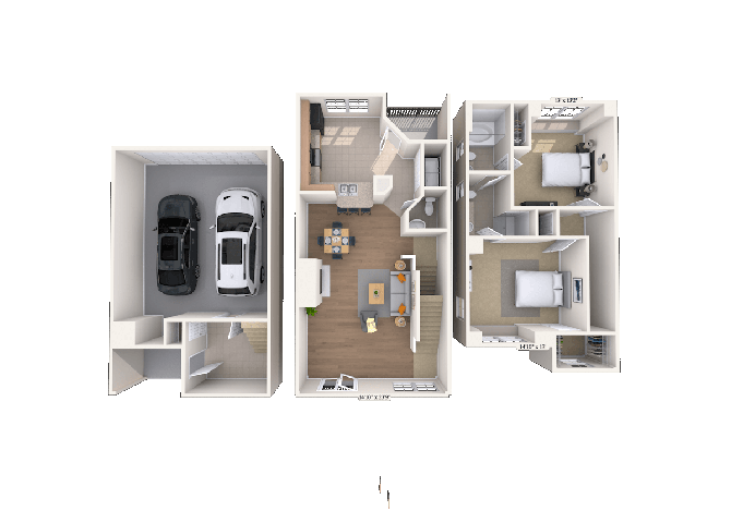Townhome 2x2.5 1230-1274 SF
