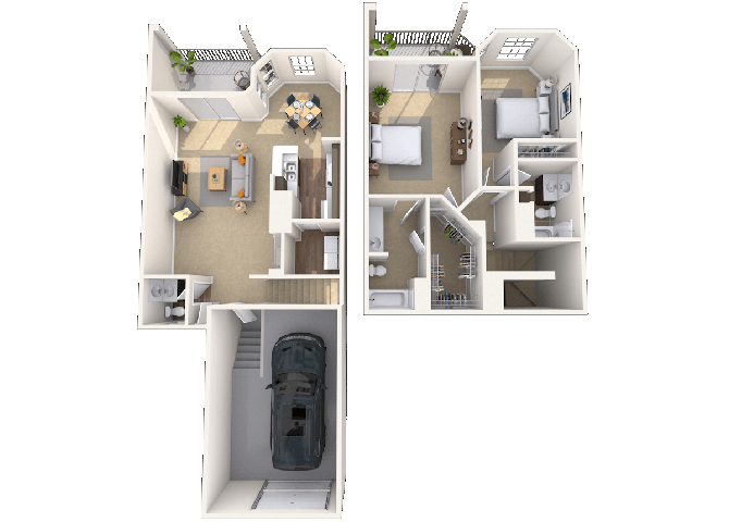 Townhome 2x2.5 1287 SF