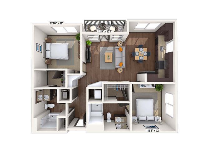 Traditional 2x2 990 SF