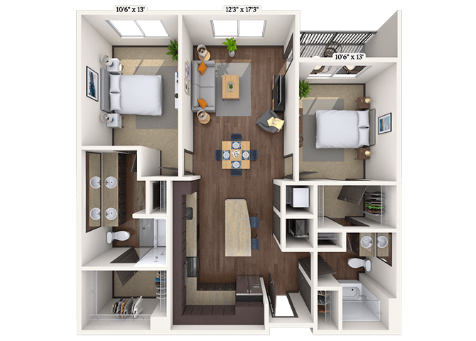 Traditional 2x2 1130 SF