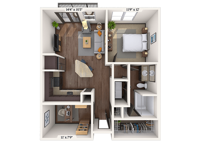 Traditional 1x1 803-857 SF