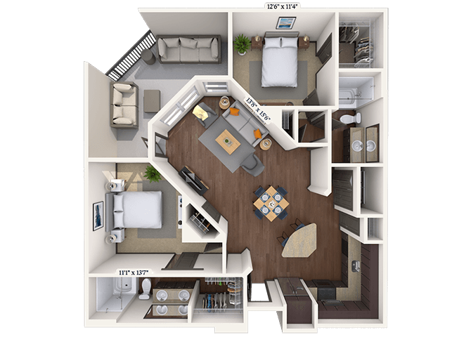 Traditional 2x2 1136-1146 SF