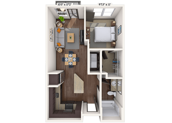Traditional 1x1 586-593 SF