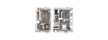 Dual Level 1x1 818 SF