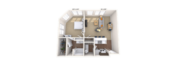 Traditional 1x1 753 SF