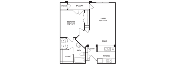 Traditional 1x1 729 SF