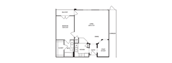 Traditional 1x1 886 SF