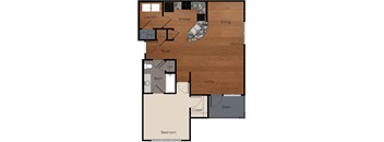 a floor plan of a small house with a bedroom and a living room