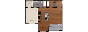 a floor plan of a small house with a bedroom and a living room