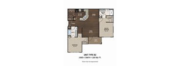 B3 1,212 Sq.Ft. Floor plan, two bedroom, two bathroom