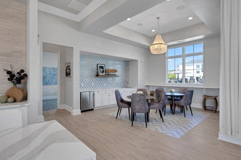 Contemporary leasing office interior at Argento at Riverlights apartments in Wilmington, NC