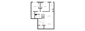 A black and white image of a floor plan for a house.