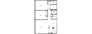 A black and white floor plan of a house with labeled rooms.