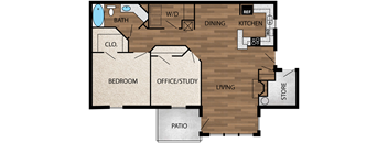 Our 1,047 square foot two bedroom floor plan