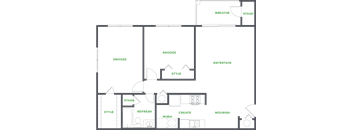 Our 2 Bedroom 1 Bathroom Floor Plan