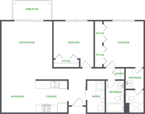 Our 2 Bedroom 2 Bathroom Floor Plan