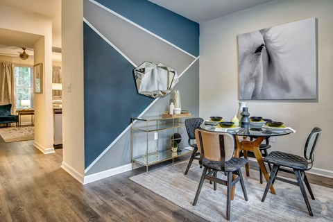 Apartment dining area with open living space at Elevation 3505 in Atlanta, GA