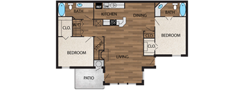 Our 1,144 square foot two bedroom floor plan