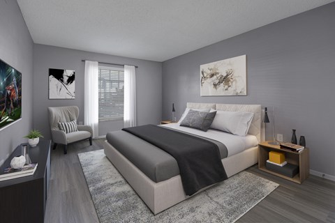 Spacious apartment bedroom with natural light at Mystic Bay Apartment Homes in Largo, FL