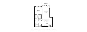 a floor plan of a unit with a bedroom and a living room