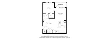 a floor plan of a unit with a bedroom and a living room