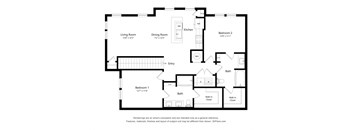 a floor plan of a bedroom floor plan with bedrooms and baths and a living room
