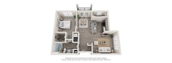a 1 bedroom floorplan is shown with a wood floor