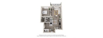 A5 Floorplan - 1 bed 1 bath 830 sq ft