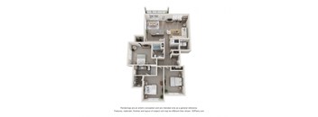 a stylized floor plan of a 3 bedroom apartment