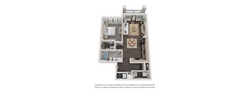 A2 Floorpan - 1 bed 1 bath - 805 sq ft