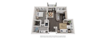 A3 Floorplan - 1 bed 1 bath 814 sq ft