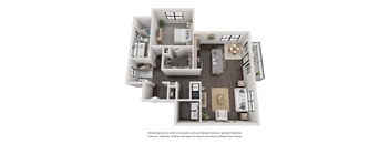 A4 Floorplan - 1 bed 1 bath 1040 sq ft