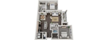B2 Floorplan - 2 bed 2 bath 1157 sq ft