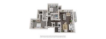 B4 Floorplan - 2 bed 2 bath 1295 sq ft