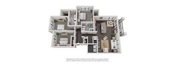 C1 Floorplan - 3 bed 2 bath 1411 sq ft