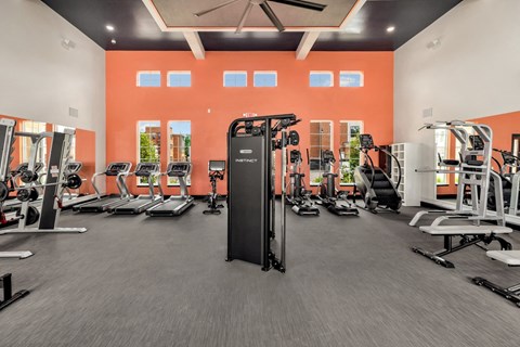 On-site fitness center with cardio equipment at Argento at Oakland Springs apartments in Madison, AL