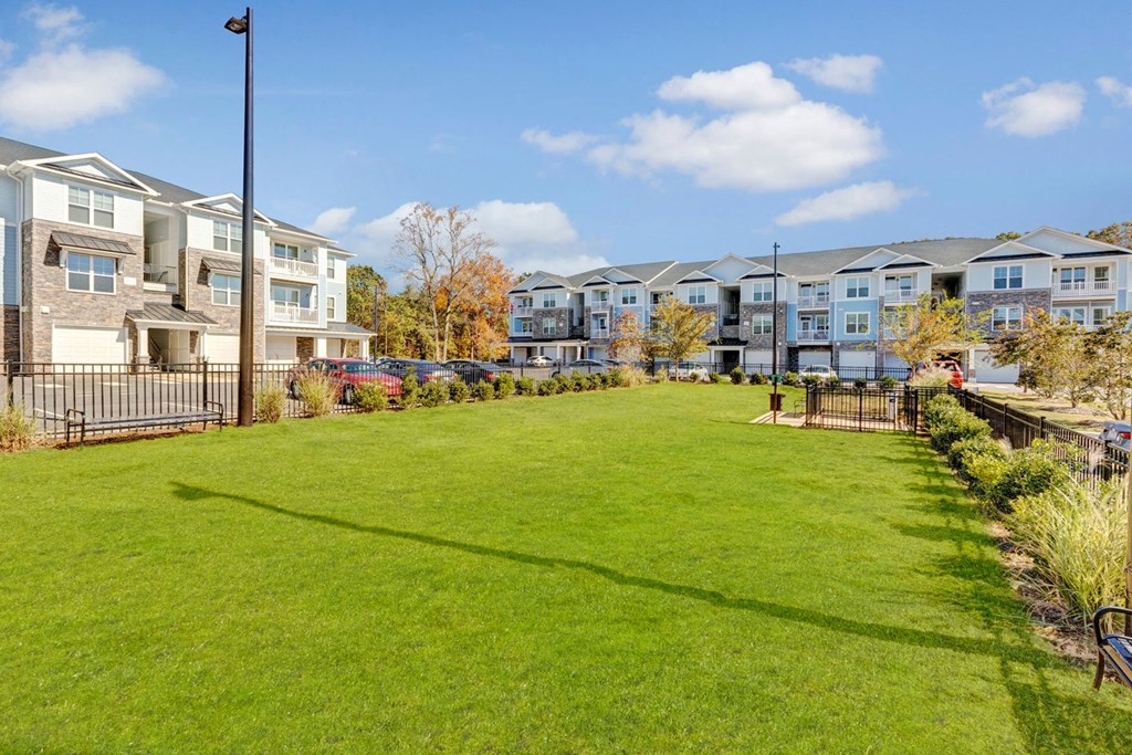 the preserve at ballantyne commons yard with apartment buildings