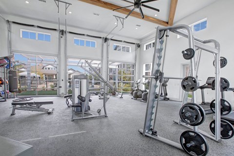 Resident fitness center with cardio and strength-training equipment at Argento at Riverwatch in Augusta, GA