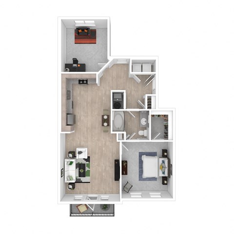 A4 Floorplan - 1 bed 1 bath 1040 sq ft